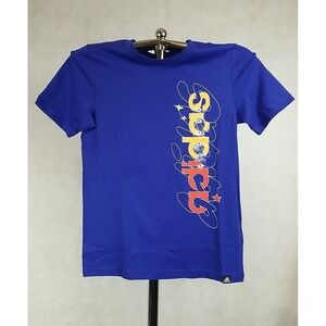 Adidas Boys Shirt Size Medium Short Sleeve Blue T-Shirt Graphic Active Tee NWT